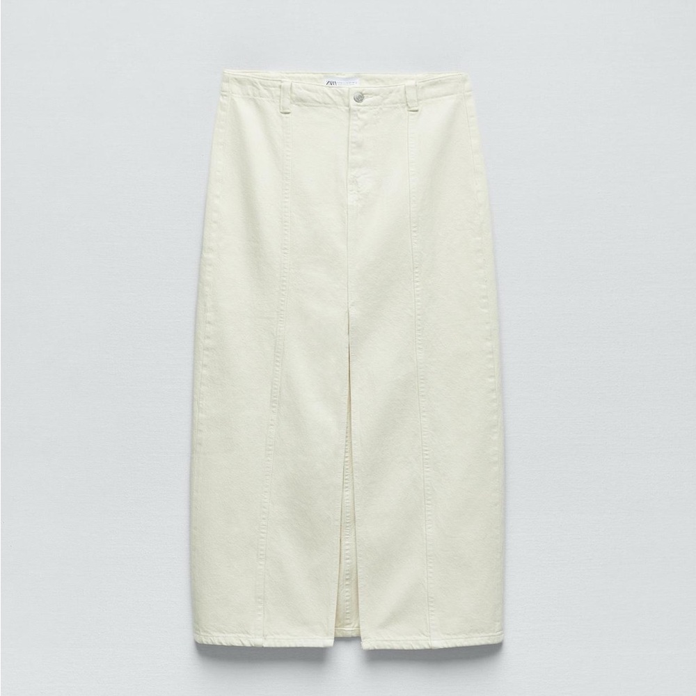 Denim Cream midi Skirt